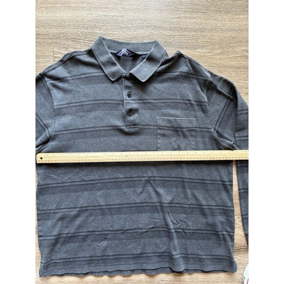 Roundtree & Yorke Men's Sz XL Grey Striped Long Sleeve T-Shirt Henley Polo - Picture 2 of 5